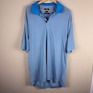 Cutter & Buck Mens XL Blue CB DryTec Luxe Golf Casual Polo